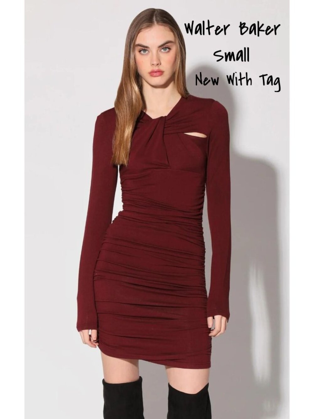 Walter Baker Burgundy Midi Dress for Women - Size Small, New with Tags